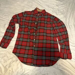 Ralph Lauren Plaid Flannel Button Down Shirt Mens Small Red Long Sleeve‎